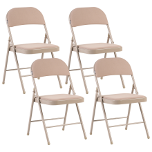 Set of 4 Folding Chairs SPARKS Metal Beige