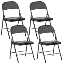 Set of 4 Folding Chairs SHASTA Metal Black