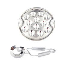 1 Set aus Edelstahl-Schneckenplatte mit 12 Fächern, Grillwerkzeug für Schnecken, 12 gegrillte Muschelschalen