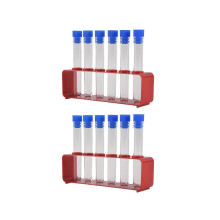 1 set of 15 x 100 mm test tubes with rack, transparent plastic test tubes with caps and 6 holes, holder rack,