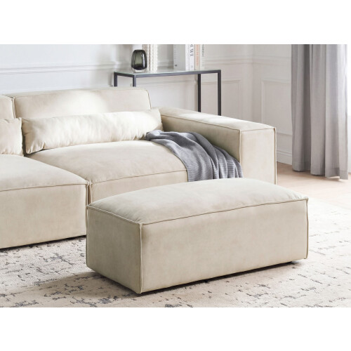Beliani Ottoman HELLNAR Velvet Light Beige 1