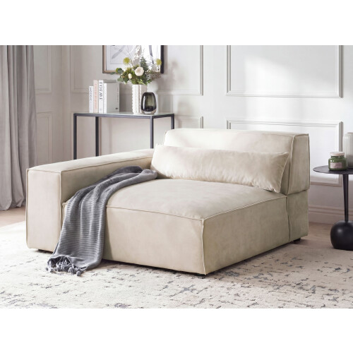 Beliani Corner Seat HELLNAR Velvet Light Beige Right Hand 1