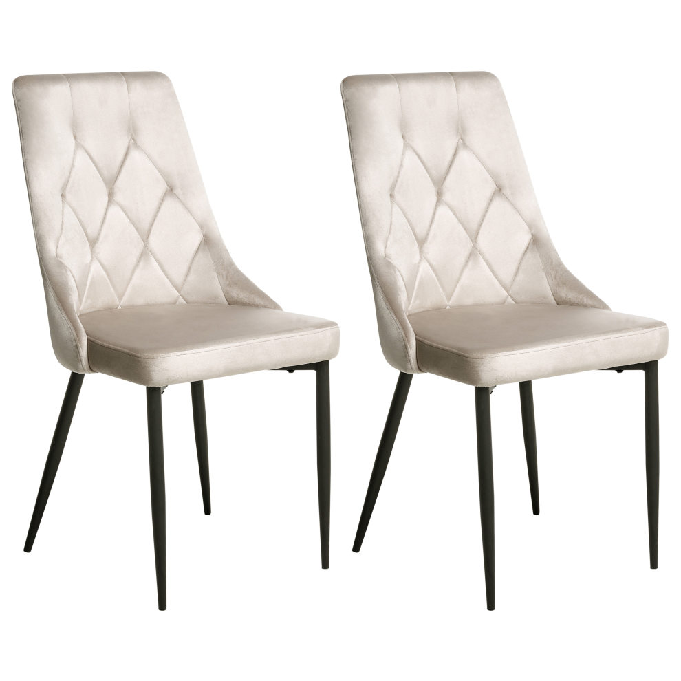 Beliani Set Of 2 Dining Chairs Avenir Velvet Beige