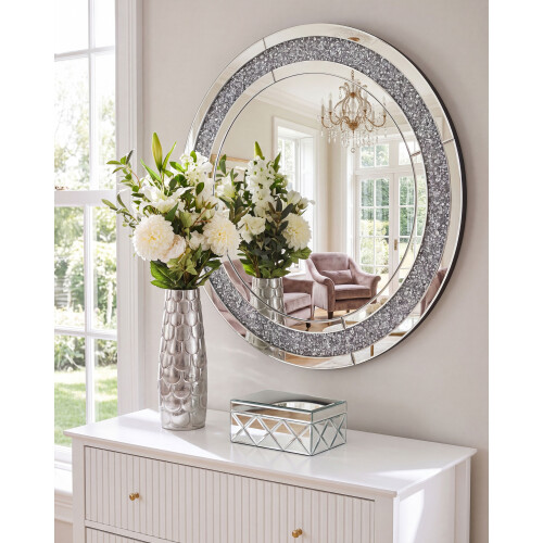 Beliani Wall Mirror ERBRAY 70 cm 70 cm Silver 1