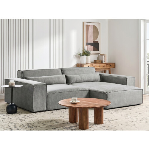 Beliani Modular Corner Sofa 3 Seater HELLNAR Fabric Grey Left Hand 2