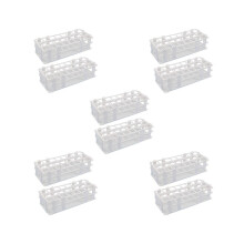 10-Piece Plastic Reagent Tube Rack, 24-Hole Laboratory Reagent Tube Holder for 25 mm Reagent Tubes, Removable, White