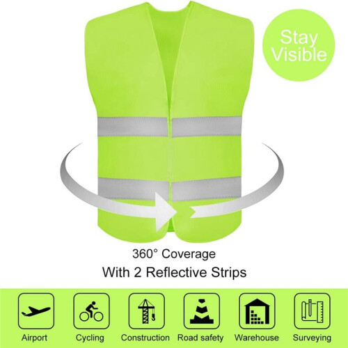10Pack High Visibility Safety Vest for Traffic Work, Running, Security Guard,Construction Vest with 2 Reflective Strips 2