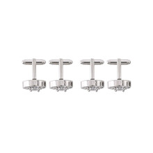 2 Pairs of Fashion Diamond Cufflinks, Women's and Men's Dress Cufflinks, Business Cufflinks, Wedding Cufflinks, Gift Available (White)
