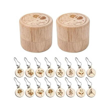 16 marcadores de puntos extraíbles con caja de almacenamiento de madera para tejer y hacer ganchillo,