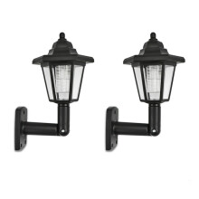 2 x Soldriven LED-trädgårdsstaket vägglykta ljuslampa ljussensor