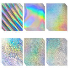 24 Blatt holografisches Kartonpapier, 8,5 x 11 Zoll, 250 g/m², 6 verschiedene Ausführungen, metallisches
