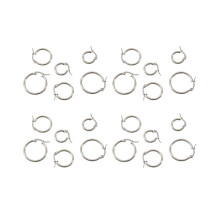 12 Pairs 15mm 20mm 25mm Stainless Steel Hoop Earrings Set Woman Silver