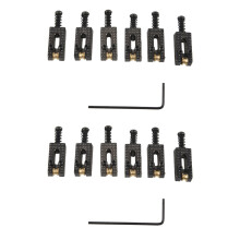 12 Tremolo-Sättel mit Rollenbrücke und Schlüssel für Strat und Tele E-Gitarre, Schwarz