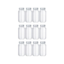 12 Pill vials, sample vials, wide-mouth reagent bottles, plastic with screw cap, sample containers, 4 oz (125 ml)