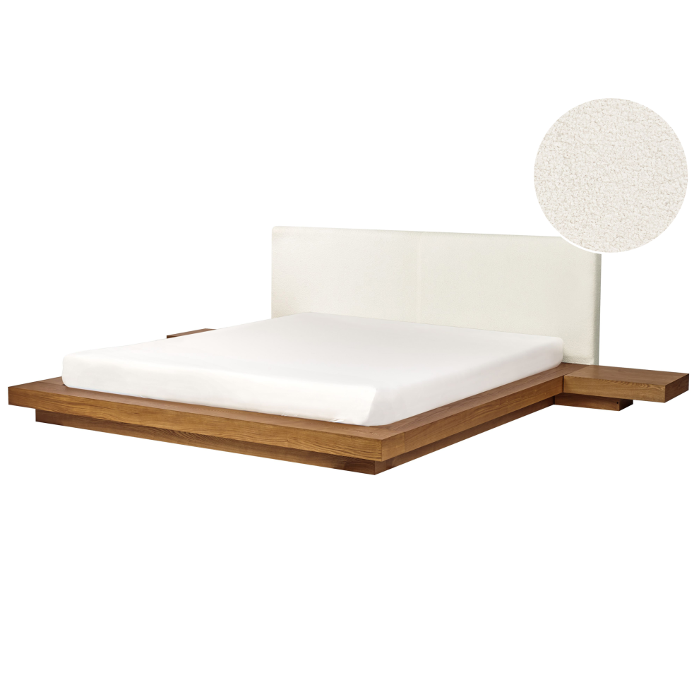 Beliani Waterbed Boucle Zen 180 X 200 Cm (Eu Super King) Natural Ash Wood
