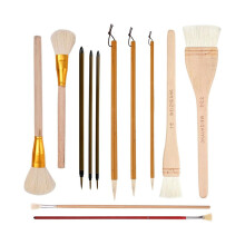 12-teiliges Glasurpinsel-Set für Keramik, verschiedene Formen für Keramik, Aquarellmalerei – Künstlerpinsel