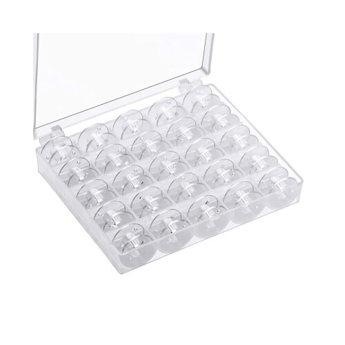 25-piece sewing machine bobbin set, universal plastic sewing machine bobbins with storage box