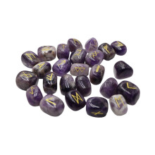 25 Stück natürliche Amethyst-Runensteine, unregelmäßige Wahrsage-Achat-Runen, Geschenkdekoration, Lila