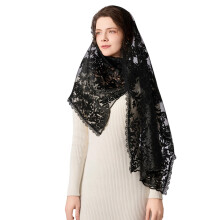 Embroidered Lace Headscarf Hair Accessory For Women-Black