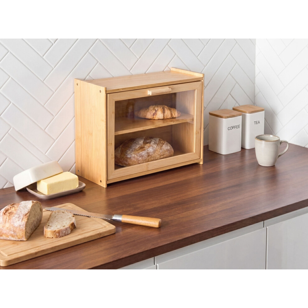 Beliani Bread Bin Seigle Bamboo Light Brown