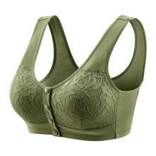 Without Underwire Front Hook Lace Bra For Senior-Green 42 95