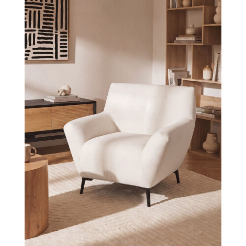 Beliani Armchair LAKENE Fabric Off-White 1