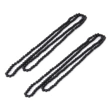 2x Modische lange Strickjackenkette mit künstlichen Perlen - Schwarz