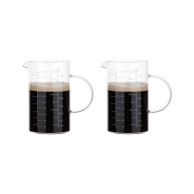 2x Glass Measuring Cups, Insulated Handle, V-Shaped Spout, Borosilicate Glass Measuring Cups, 1000 ml, / 1 Liter, 4 Cups
