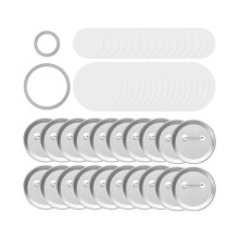 200 set knapptillbehör 58 mm/2,25 tum tomma knappnålar delar 32 mm/1,26 tum runda metall tomma märkdelar