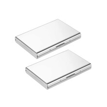 2x Metall-Kartenetui, ultradünne Edelstahl-Geldbörsen mit RFID-Schutz, weiß