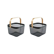 2 cestas de malla metálica, cesta colgante multifuncional para la cocina, cesta de frutas con asa para