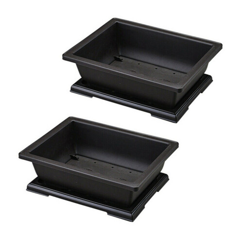 2X Large Rectangular Flower Pot Bonsai Nursery Planter Balcony Container 29X21X10.5Cm