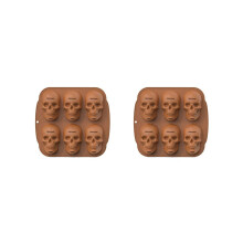 2x Halloween-Totenkopf-Kuchenform, Silikonform, 6 Mulden, Piratentotenkopf, 3D-Silikonform, Backform