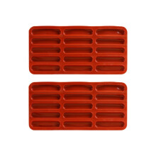 2x Silikonform für Tiramisu-Fingerkekse, 15-fach Mulden-Backform für Granulatriegel, Schokoladenriegelform,