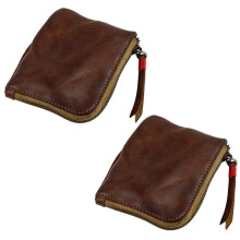2x Ledergeldbörse, Vintage-Handarbeit, Kartenetui für Damen und Herren