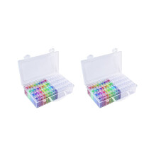 2er-Aufbewahrungsbox für Diamantfarben mit 64 Fächern, tragbarer Organizer für Rocailles, DIY-Nagelkunst-Kunststoffbehälter