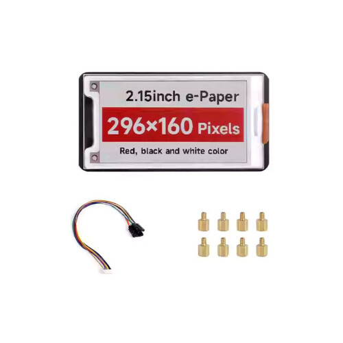 2.15-inch e-paper electronic module, 296 x 160 pixels, SPI communication, HAT+ standard for Raspberry