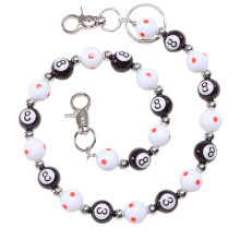 Modern Bead Design Pants Chain Waist-Black white billiard