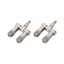 2x Air Hose Connectors, 2-Way Air Hose Distributors, 1/4 Inch, Accessories for Air Compressors, Fittings, 360 Degree Rotatable Fittings