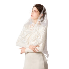 Beautiful Floral Lace Hair Scarf Elegant Head Cover For-White