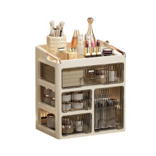 Minimalistische Kosmetikaufbewahrungsbox mit 3 Ebenen, Schreibtisch-Aufbewahrungsschrank für Hautpflegeprodukte