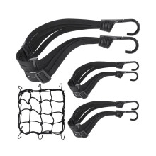 3-teiliges Motorradhelm-Seil, hohes, einziehbares schwarzes Gepäcknetz mit Helmbefestigung, elastischer