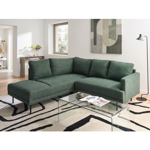 Beliani Corner Sofa 4 Seater BREDA Fabric Dark Green Right Hand 1