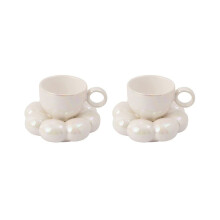 2er-Set Kaffeetassen und Untertassen mit Blumenmuster, hübsches Tassen- und Untertassenset, Keramik-Kaffeetasse