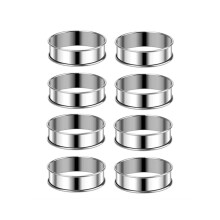 Muffinringe (8 cm Durchmesser), Crumpetringe, 8-teiliges Set aus Edelstahl-Muffinringen, Formen, doppelt