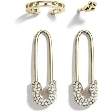 14K Gold 4-5PCS Safety Pin Dangle Earrings Cubic Zirconia Cartilage Hoop Earrings Set for Women Jewelry