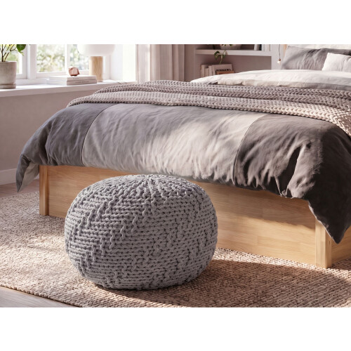 Beliani Pouffe PRIENE Cotton Light Grey 1