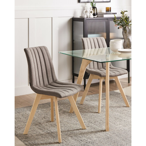 Beliani Set of 2 Dining Chairs CALGARY Fabric Brown 2