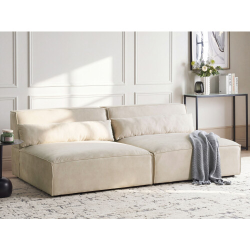 Beliani Modular Sofa 2 Seater HELLNAR Velvet Light Beige 1