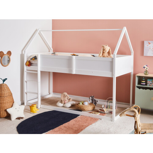 Beliani Mid Sleeper Bed House Pine Wood DIENNE 90 x 200 cm (EU Single) White 1